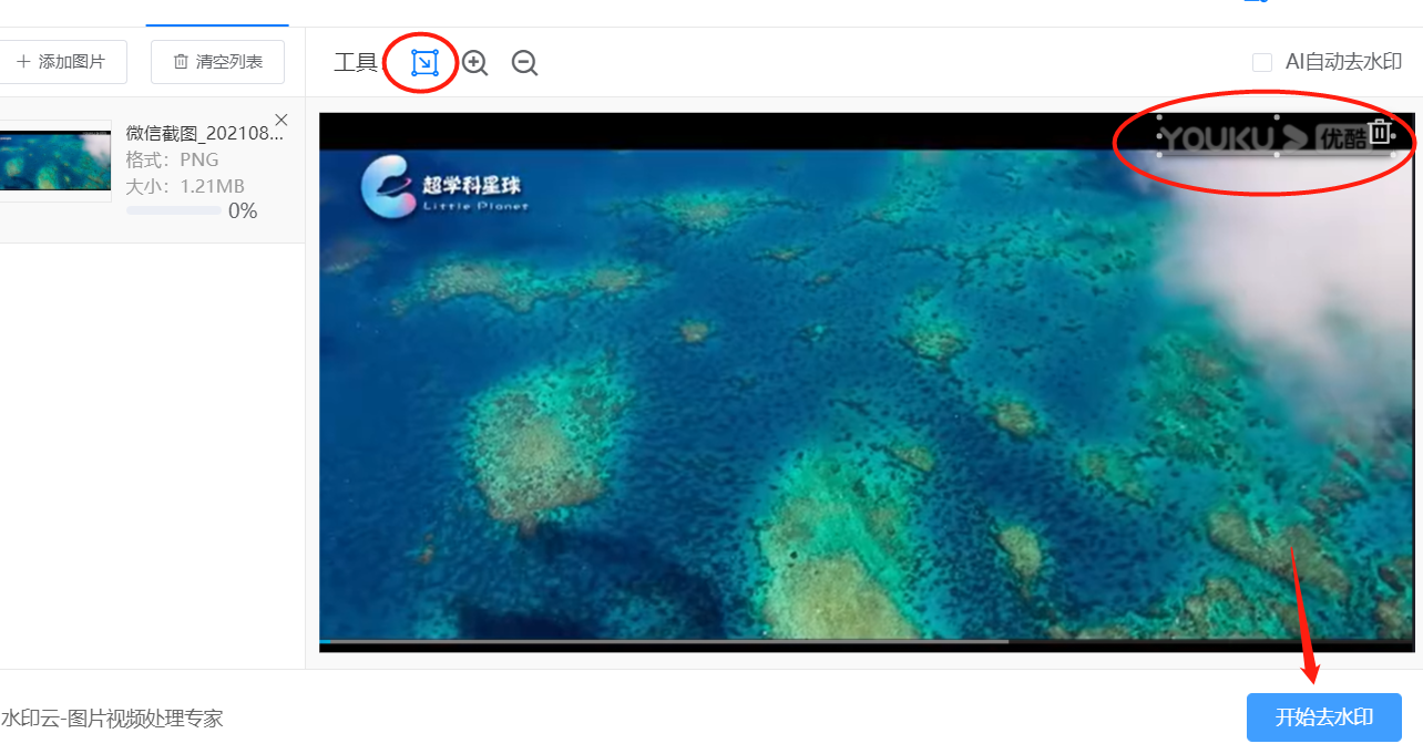 水印云一键优酷视频去水印的方法